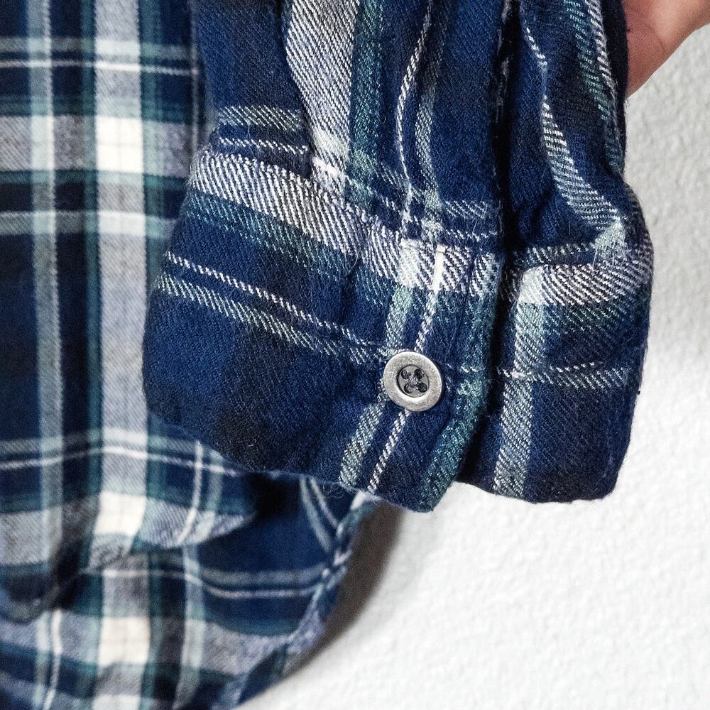 Kendall & Kylie Flannel Shirt Size S Blue Plaid Button Up Casual Top - Picture 7 of 11